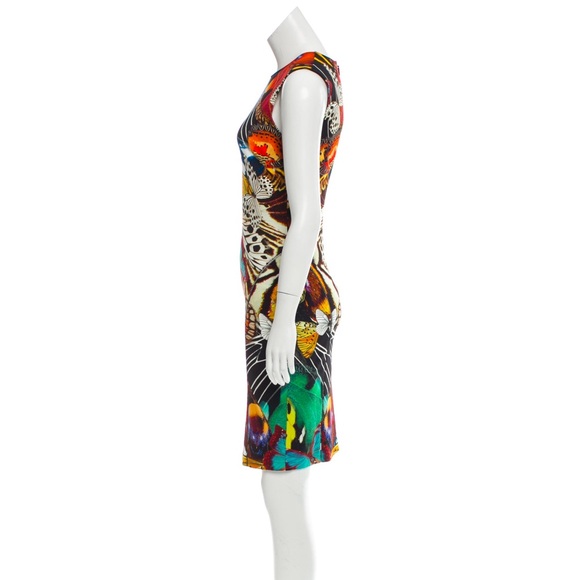 ROBERTO CAVALLI Butterly Print Sleeveless Body-Con Dress - Sz 40 IT / 4 US - Picture 3 of 12
